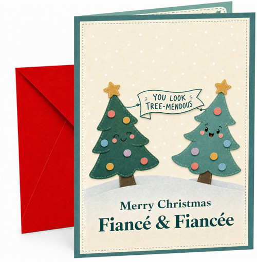 Fiancé & Fiancée Christmas Card Tree-mendous Cute Trees