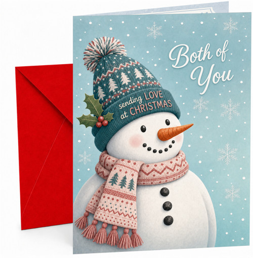 Both of You Christmas Card, Snowman in Bobble Hat