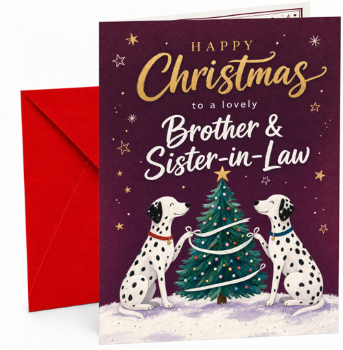 Brother & Sister-in-Law Christmas Card Dalmatians & Tree