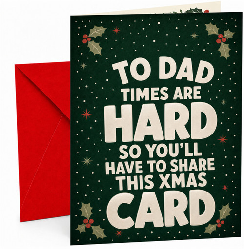 Dad Christmas Card Funny Share This Xmas Card Holly Stars
