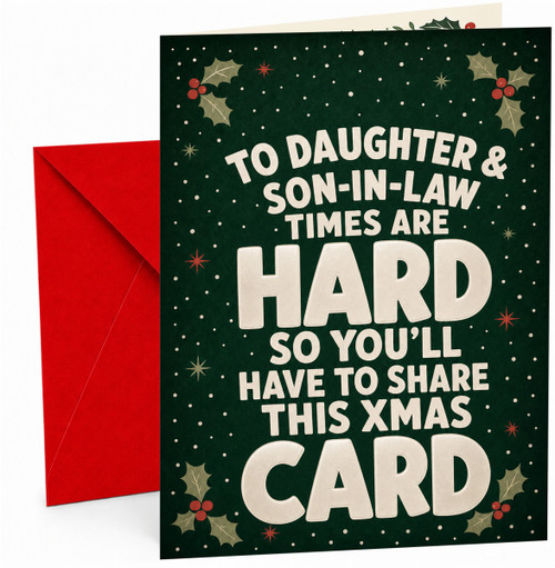 Daughter & Son-in-Law Christmas Card Funny Holly Border