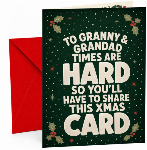 Funny Granny & Grandad Christmas Card Hard Times Share Xmas