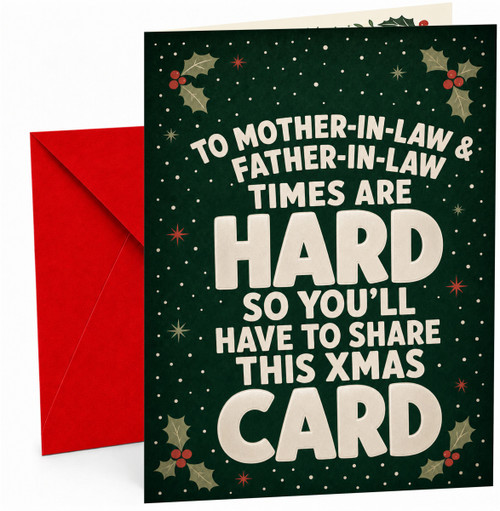 Funny Mother-in-Law & Father-in-Law Christmas Card Holly