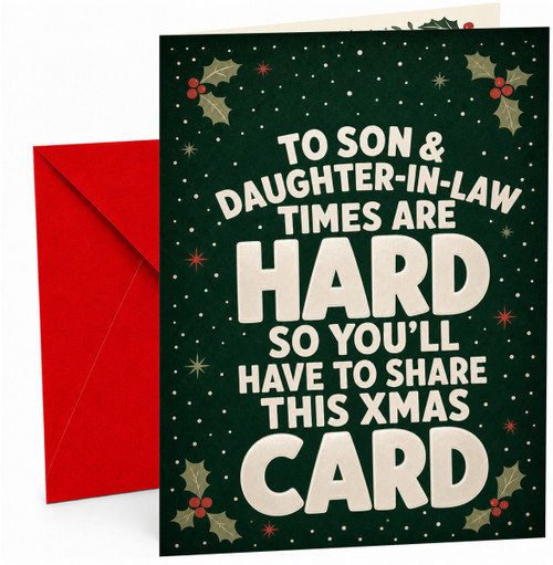 Son & Daughter-in-Law Funny Christmas Card Green Holly