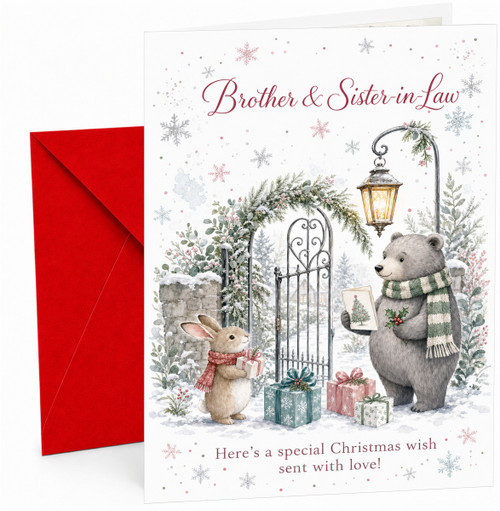 Brother & Sister-in-Law Christmas Card Bear & Rabbit Gifts