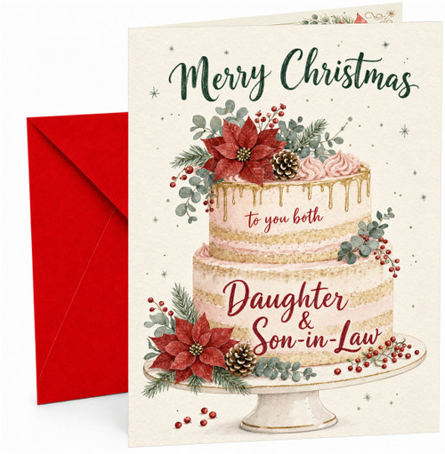 Daughter & Son-in-Law Christmas Card Poinsettia Cake