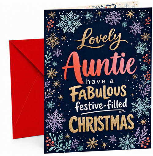 Auntie Christmas Card, Lovely Auntie Snowflakes on Navy