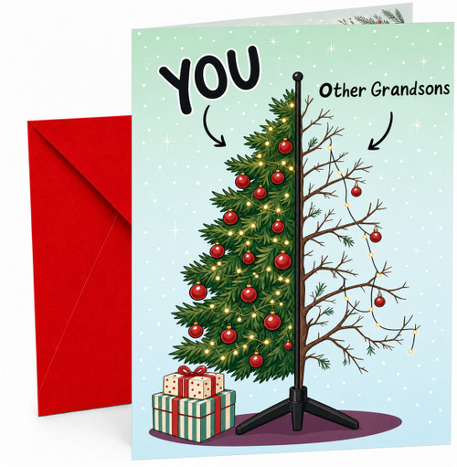 Grandson Christmas Card Funny You vs Other Grandsons Tree