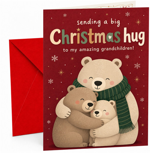 Grandchildren Christmas Card, Sending a Big Christmas Hug Bears