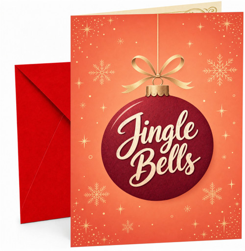 Christmas Card Jingle Bells Bauble and Snowflakes