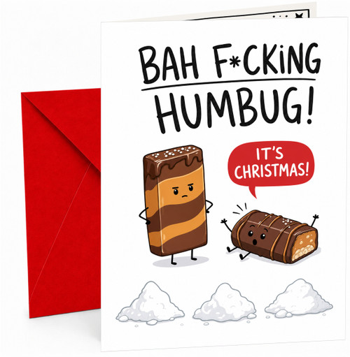 Funny Christmas Card Bah F*cking Humbug Chocolate Bars
