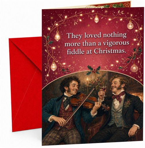 Christmas Card Fiddle Quote with Victorian Violin Players