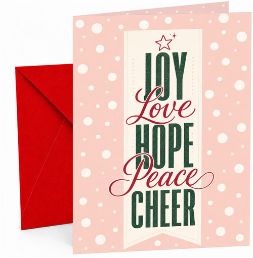 Christmas Card Joy Love Hope Peace Cheer Typography Banner