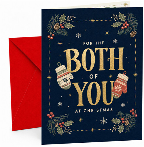 For the Both of You Christmas Card, Mittens and Holly