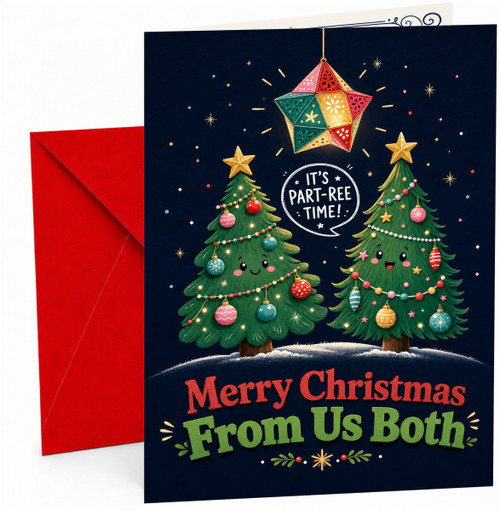 From Us Both Christmas Card, Funny Trees and Star Lantern