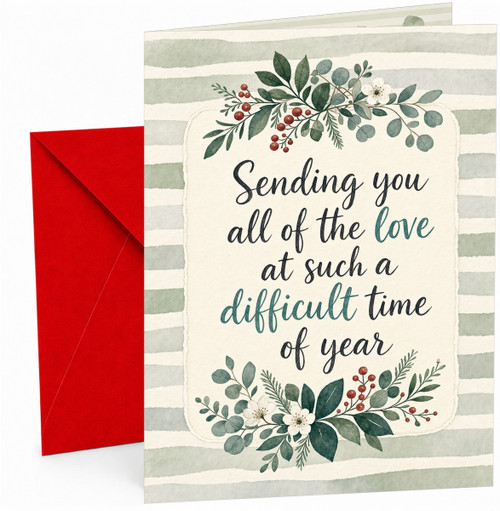 Sympathy Card Sending You Love, Watercolour Foliage Berries
