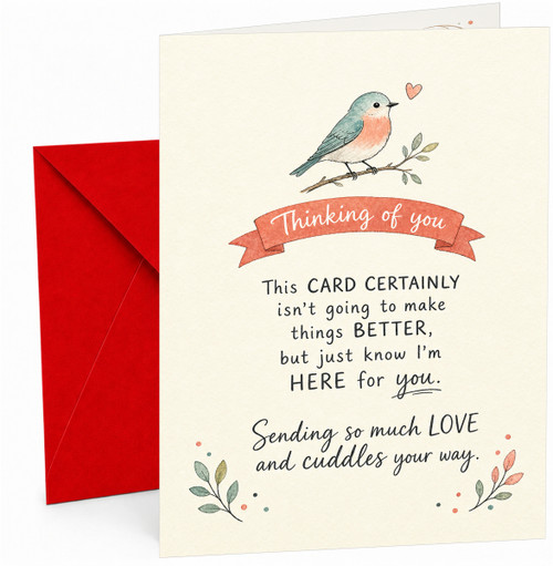 Sympathy Card Thinking of You Bird on Branch Banner