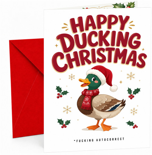 Funny Christmas Card Happy Ducking Christmas Santa Duck