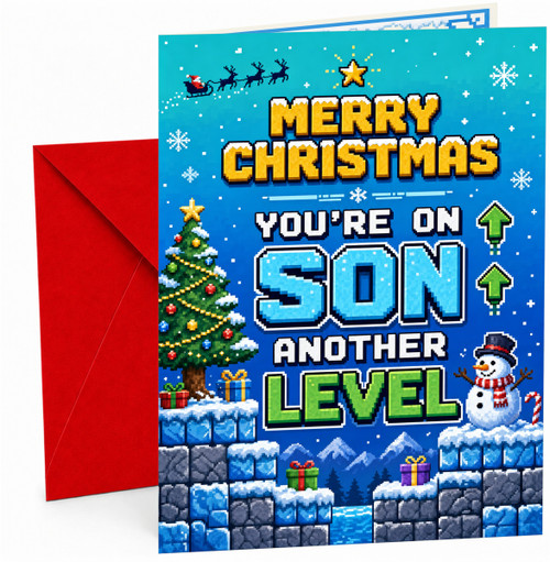 Christmas Card Pixel Art Gaming Another Level Snowman Tree
