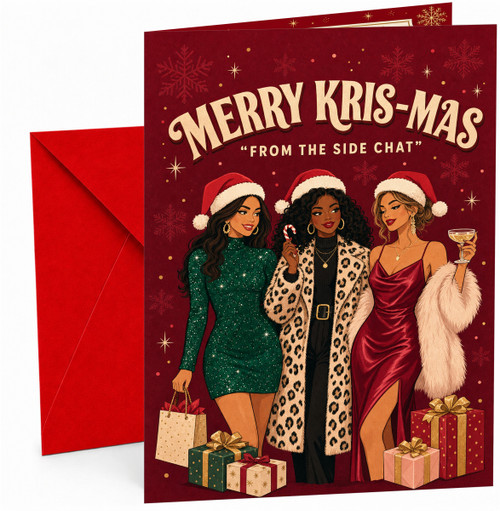 Christmas Card Merry Kris-Mas Side Chat Glam Girls & Gifts