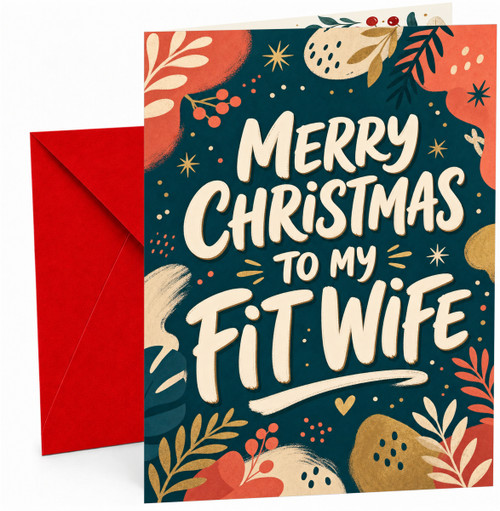 Wife Christmas Card, Merry Christmas to My Fit Wife Floral