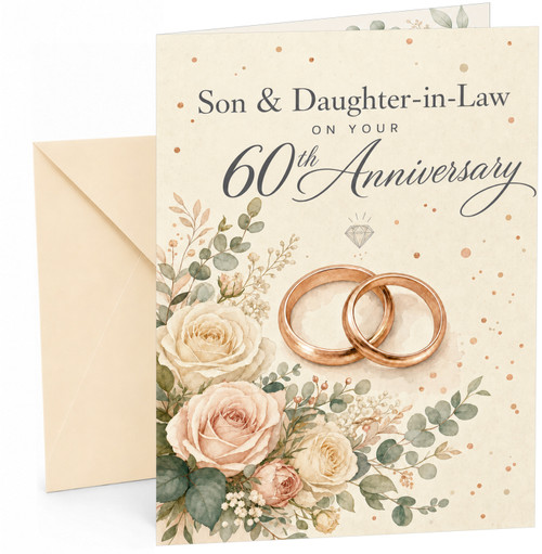 Son & Daughter-in-Law 60th Anniversary Card Rings & Roses