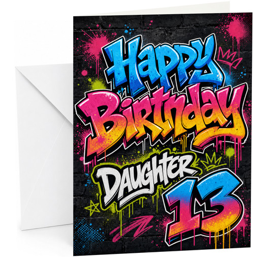 Daughter 13th Birthday Card Graffiti Street Art Paint Splatter