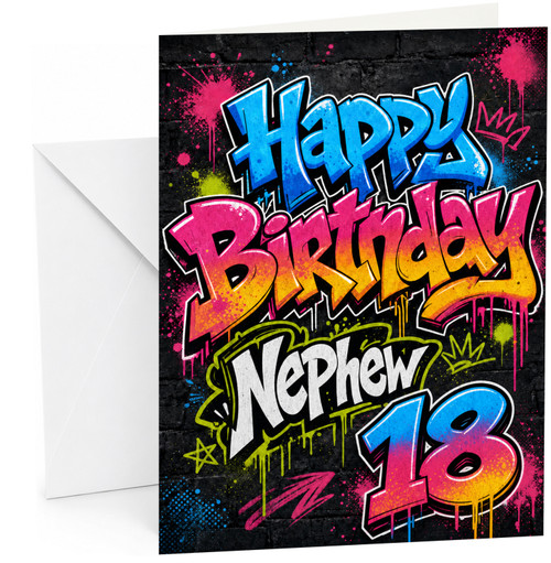 Nephew 18th Birthday Card Graffiti Street Art Paint Splatter