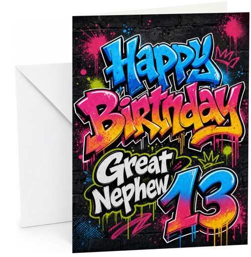 Great Nephew 13th Birthday Card Graffiti Street Art Typography