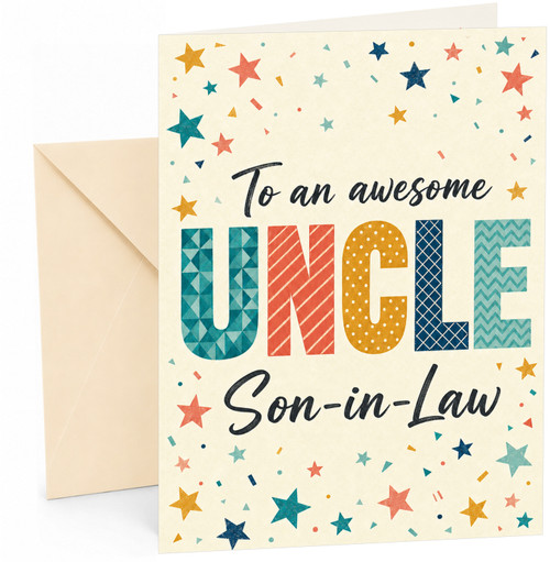 Son-in-Law Birthday Card Colourful UNCL Stars Confetti