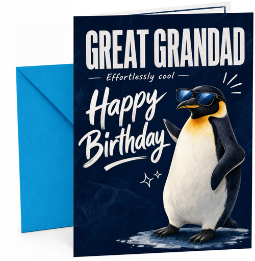Great Grandad Birthday Card Effortlessly Cool Penguin