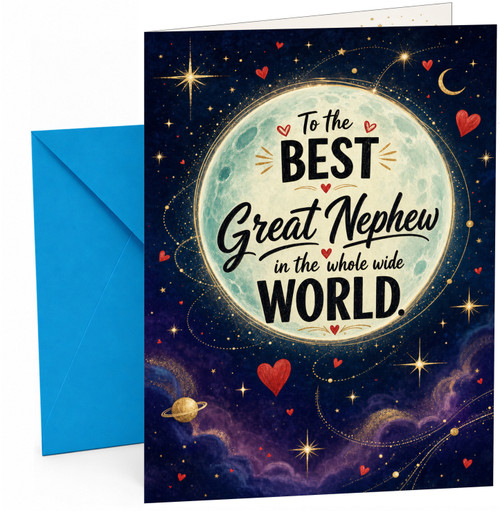 Great Nephew Birthday Card Moon & Stars Night Sky Hearts
