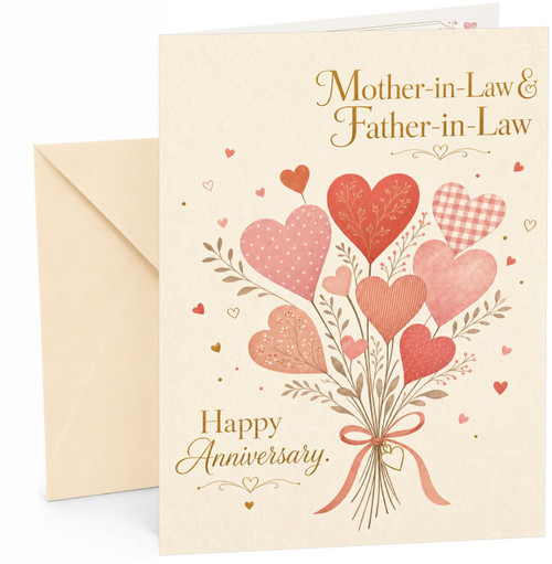 Mother-in-Law & Father-in-Law Anniversary Card Heart Bouquet