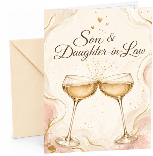 Son & Daughter-in-Law Anniversary Card Champagne Glasses