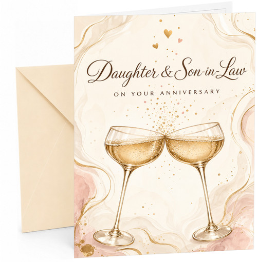 Daughter & Son-in-Law Anniversary Card Champagne Glasses