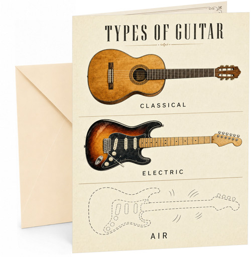 Funny Birthday Card Types of Guitar Classical Electric Air