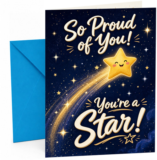 Congratulations Card Shooting Star Night Sky 'So Proud of You'