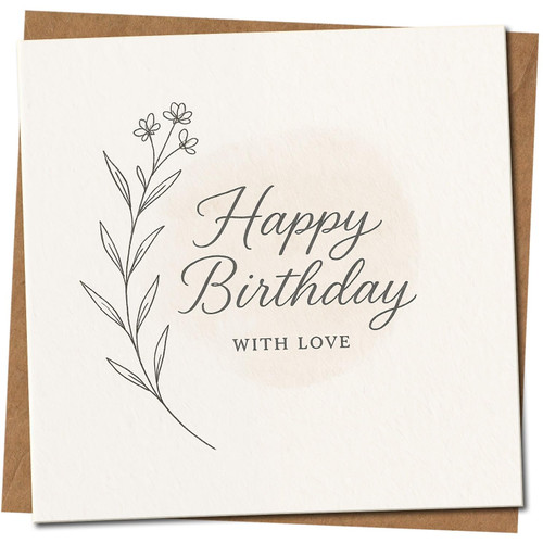 Happy Birthday - Birthday Greeting Card, 145mm x 145mm Square, Includes Kraft Envelope