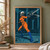 White-haired dark elf in orange fencing clothes and blue boots reaching for a floating sword in a turquoise stone arena.; frame shown for styling only