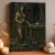 Forest Altar Guardian Art Print - Woman Beside a Mossy Forest Altar - matte canvas - independent room