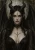 Lilith Demon Portrait Art Print - Pointed Ears, Black Wings and Thorn Marks - matte canvas - clean face