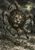 A snarling, shaggy lionlike creature with multiple overlapping limbs stands before a ruined fortress and river valley.
