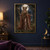 Antlered woman with a flower-wrapped staff stands in a moonlit forest with a deer, owl, and waterfall.; frame shown for styling only