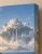 Magical Shore Fantasy Art Print - Woman and Castle Island - matte canvas - exact closeup