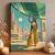 Fantasy Woman Desert City Art Print - Braided Figure Beneath a Teal Canopy - matte canvas - independent room
