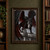 Black winged wolf-like creature with pale eyes, bared teeth, and large claws crouched on a stone parapet.; frame shown for styling only