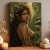 Woodland Fantasy Woman Art Print with Leaf Crown and Amber Jewelry - matte canvas - independent room