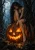 Pumpkin Witch Art Print with Glowing Jack-o’-Lantern - matte canvas - clean face