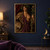 Leafy-crowned figure in purple drapery holding a pinecone-topped staff beside a large spotted cat.; frame shown for styling only