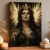 Athena Fantasy Art Print - Greek Goddess in Gold and Dark Armour - matte canvas - independent room